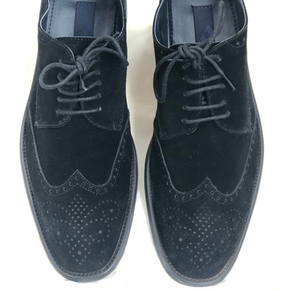 Joseph Abboud Men's Dress Shoes Ralph Black Suede Wingtip 10.5 Leather Sole Lace